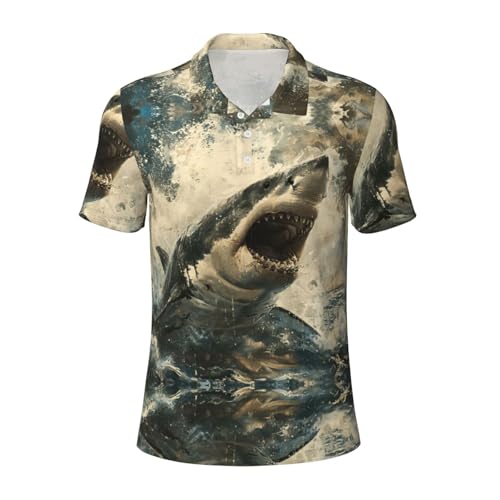 Polo de golf imprimé requin pour vos activités de plein air et week-ends