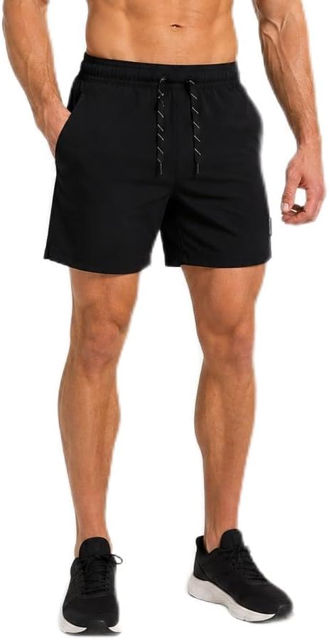 Skora Men's Running Shorts, 5" Inseam, Woven, No Compression, QWIK-Dry, Back Zip Pocket, Active Gym Training Performance Wear