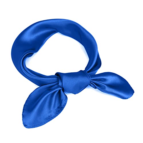 Toptie 23 Inch Square Satin Scarf, Handkerchief Bandana, Head Scarf Neck Gaiter - Royal Blue #TOP24