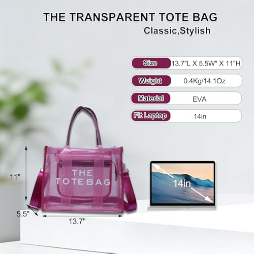 Image of Clear Tote Bag Stadium Events Large Clear Purse for Women | Lightweight, water‑resistant, see‑through design, spacious capacity