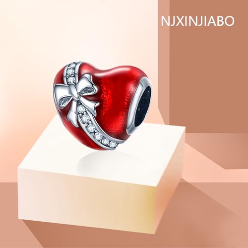 Image of Bow Love Charms for Women Charm Bracelets, 925 Sterling Silver Mother's Day Halloween Birthday Christmas Jewelry Gift for Women