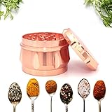 Spice Grinder 4 Piece 2' Aluminum, For Leaf Spice, Pepper, Basil, Rosemary, Dry Shell-less Spices Kitchen and Household Use Only - Rose Gold