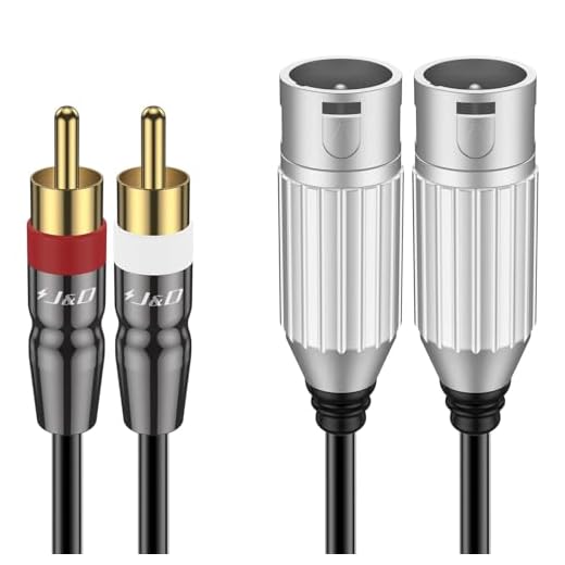 J&D Cable dual RCA a XLR, Desbalanceado 2 Macho XLR a 2 Macho RCA,Conexión de Audio Estéreo para Altavoces, Amplificadores, Sistemas de Audio Estéreo HiFi, 0,9 m