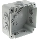 Protec, wodoodporna skrzynka przyłączeniowa bez skrzynki powietrznej IP55 IK07, 100x100x52mm, biała, 7 wlotów bocznych Ø4/14/16/20/25mm, 2 tylne Ø20mm, nyple dwuwtryskowe
