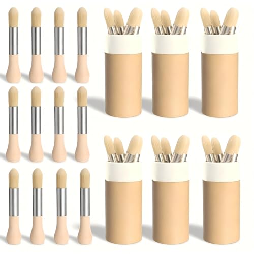 Humyoun 6 Pack Watercolor Paint Brushes Bulk Set for Kids Baby Toddler-4 Pcs Per Set Jumbo Brushes with Chubby Wood Handles for Easy Grip Paintbrushes Non Toxic Bristles (Wooden Color)