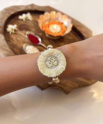 Image of MASQ by Q-One Designer Rakhi Combo Set with Roli Chawal & Moli for Men (Pack of 3) | Embroidered Handcrafted Raksha Bandhan Bracelet for Brother
