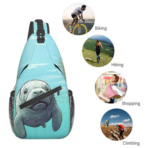 Mochila tipo sling negra con diseño de personajes miniatura 5