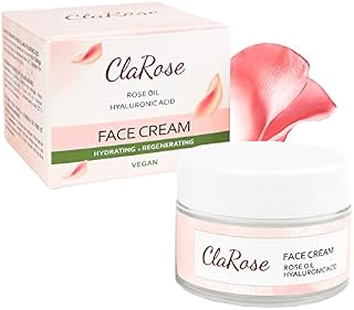 ClaRose Hyaluronic acid Anti-ageing Face Cream with 100% Natural Rose oil; 50ml