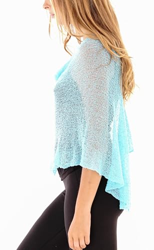Image of SHU-SHI Womens Sheer Knit Poncho Shrug Lightweight Cover Up One Size Fits Most