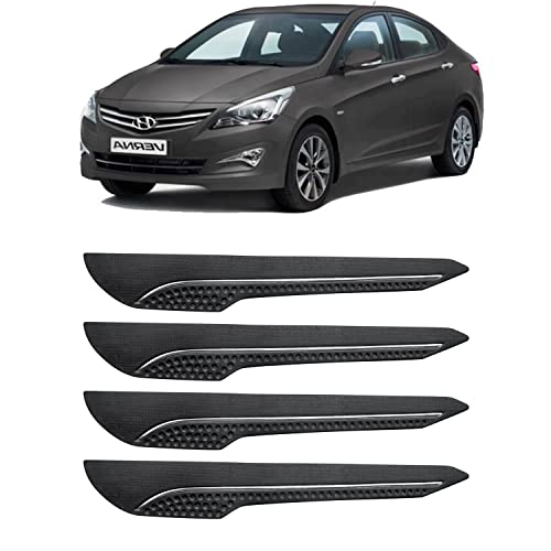 Image of AOSIS-Car Bumper Protector /Bumper Guard for Hyundai Fluidic Verna 4S with Single Chrome Stripe (4-Pcs)