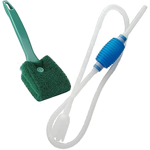 WanFengXue 2Pcs Aquarium Manual Siphon Pump with Cleaning Brush Fish Tank Clean Set 143cm Long Bottom Sand Cleaner Manual Filter Cleaning Easy to Use Cover