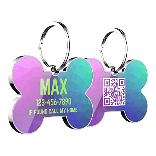 DISONTAG Placas para Perros,Placa para Perros Personalizadas, Etiqueta de identificación de mascota,QR posterior directo al perfil Guardar y mostrar información | Modificable Cover