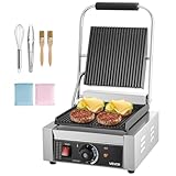 VEVOR Commercial Panini Grill, 1800W Electric Sandwich Panini Maker, Stainless Steel Sandwichs Press Grill...