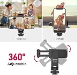 ULANZI Phone Tripod Mount ST-06S, Universal Smartphone Mount Adapter with 2 Cold Shoe, 360° Rotates and Adjustable Cell Phone Clip Clamp Holder, Compatible with iPhone, Samsung Galaxy and All Phones
