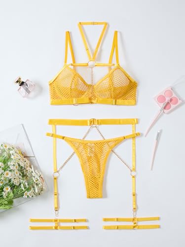Image of Lilosy Sexy Pu Leather Strappy Underwire Garter Belt Lingerie Set