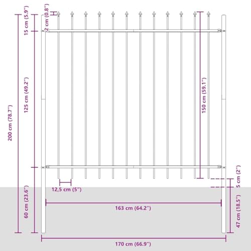 Clôture de jardin gris 1,7 x 1,5 m protection vent panneau acier