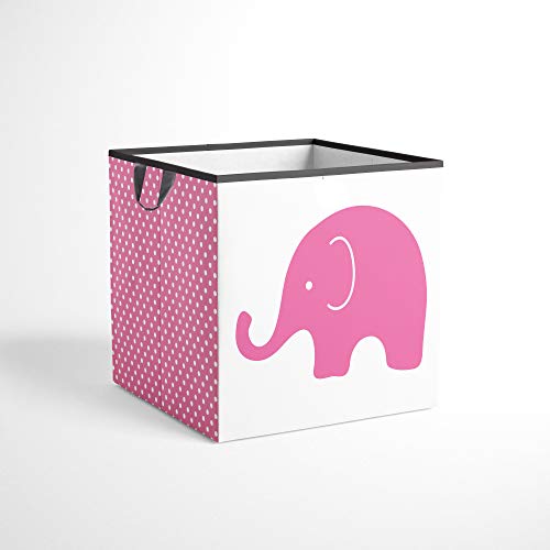 Bacati Elephants Storage Tote Basket, Pink/Grey, Small #TOP6