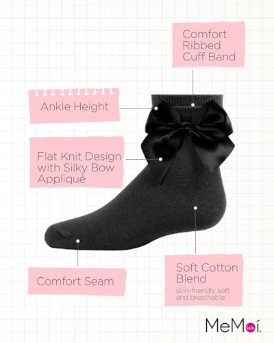 MeMoi Girls' Silky Side Bow Anklet Socks3