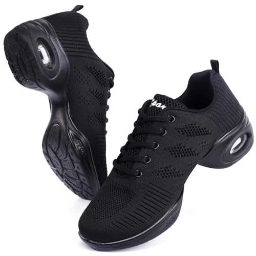 Asyusyu Dance Sneakers for Women with Split Sole and Air Cushion.706.Black-7