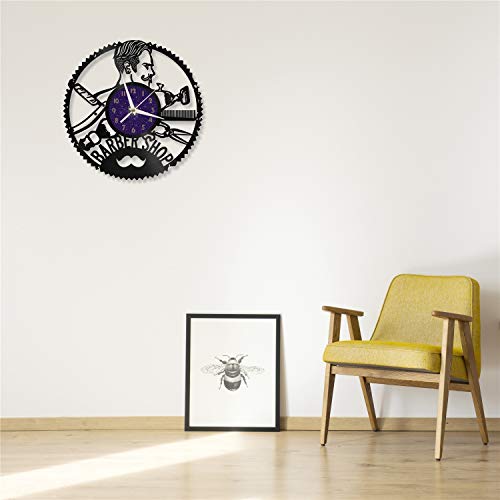 Horloge murale disque vinyle silencieuse pour chambre et salon Barber