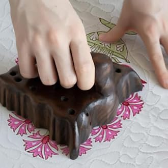 HOMEMONDE Set Of 2 Soft Cushion Cover 16 X 16 Inches - Floral Hand Block Print Premium Cotton Square Pillow Case Living Room Decoration, Pink, 300 TC