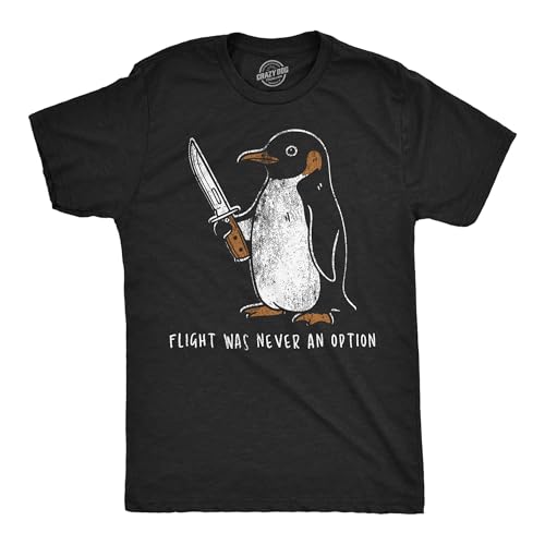 Mens Funny T Shirts Flight was Never an Option Sarcastic Penguin Graphic Novelty Tee for Men Funny T...