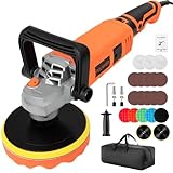 Car Buffer Polisher Polishing Machine 1200W 7/6 Inch Rotary Buffer Polisher Waxer, Car Buffers Polishers with 7 Variable Speeds, Random Buffer Polisher kit for Car Polishing Boat Waxing
