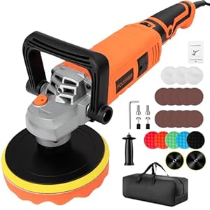 Car Buffer Polisher Polishing Machine 1200W 7/6 Inch Rotary Buffer Polisher Waxer, Car Buffers Polishers with 7 Variable Speeds, Random Buffer Polisher kit for Car Polishing Boat Waxing