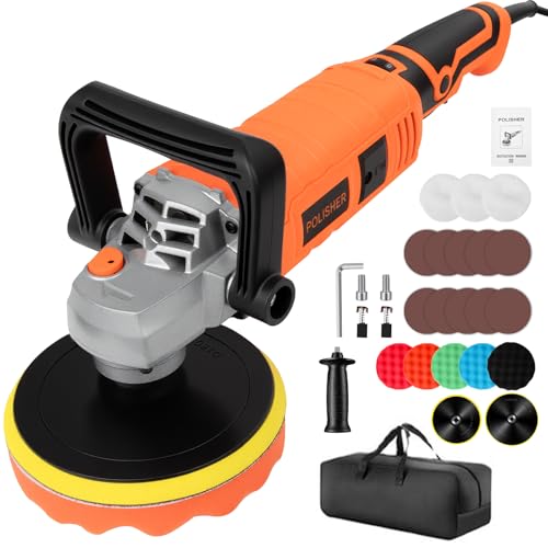 Car Buffer Polisher Polishing Machine 1200W 7/6 Inch Rotary Buffer Polisher Waxer, Car Buffers Polishers with 7 Variable Speeds, Random Buffer Polisher kit for Car Polishing Boat Waxing