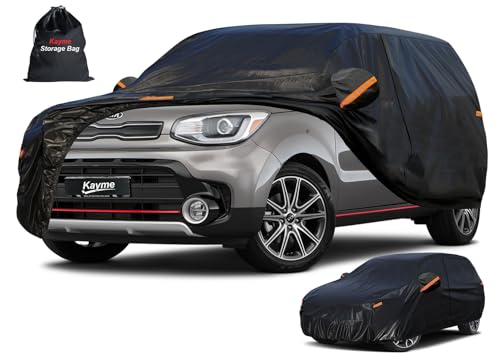 Image of Kayme 7 Layers SUV Car Cover Custom Fit for Kia Soul (2009-2025) Waterproof All Weather for Automobiles, Outdoor Full Cover Rain Sun UV Protection.Black