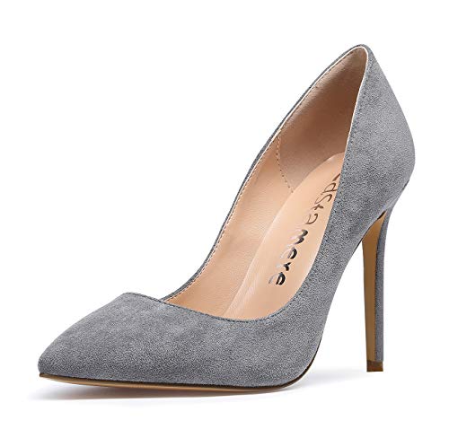 Castamere Zapatos de Tacón Mujer Tacón de Aguja 10CM Ante Gris Zapatos EU 39