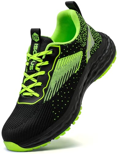 ISOOUS Steel Toe Shoes for Men Non Slip Work Shoes Women Lightweight Comfortable Safety Work Shoes for Men Puncture Proof Steel Toe Sneakers for Construction