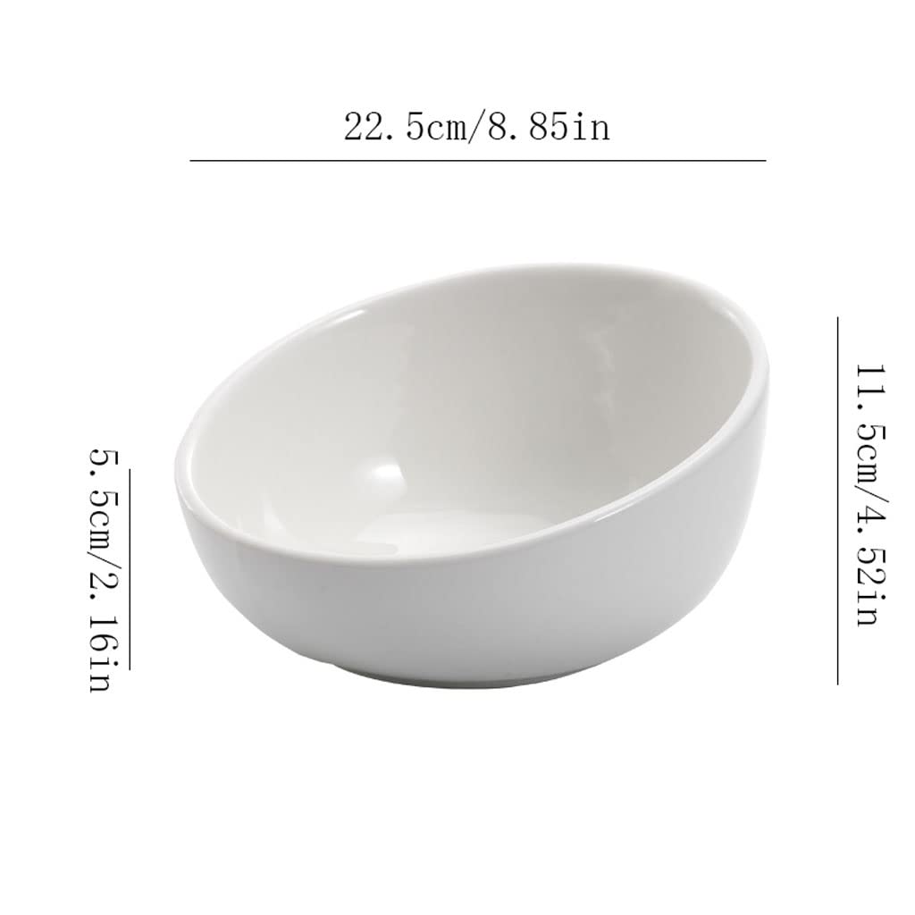 Czysta biała ceramiczna miska kuchenna, salaterka, skośna miska na usta, miska na owoce, naczynia do domowej kuchni, A2 szt. L