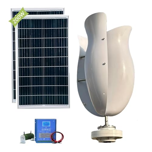 Zestaw generatora turbiny wiatrowej o mocy pionowej 3000 W – 12 V/24 V/48 V wiatrak do domu, zasilanie poza siecią, wydajny system hybrydowy wiatrowy i słoneczny