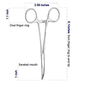 Pets ears/nose hair Puller Straight & Curved full serrated, stainless steel Home Hemostat Locking Forceps, Professional pet grooming tool for cats & dogs 2pcs set