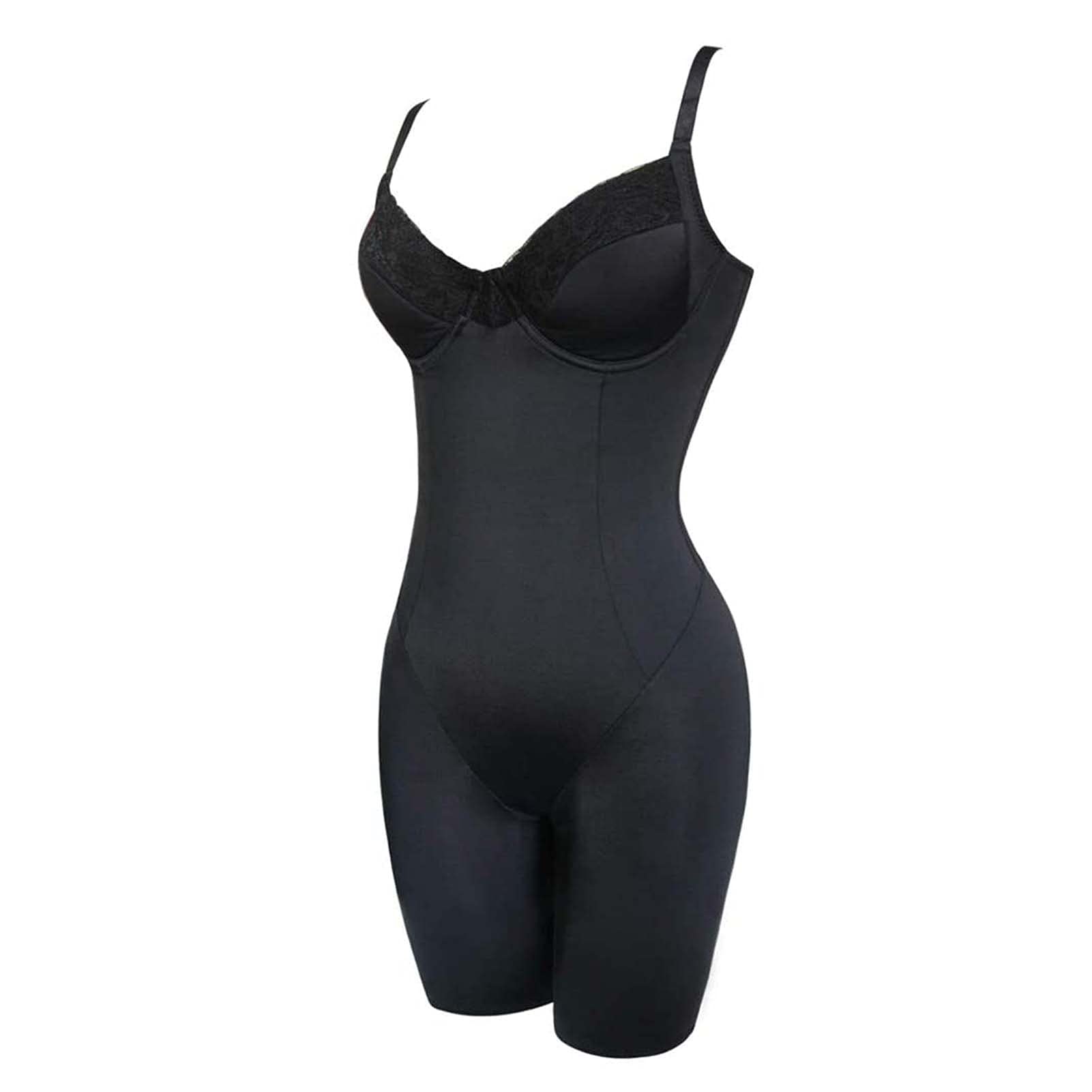 Bodys De Mise en Forme Réglables pour Femmes sans Couture Buste Ouvert Shapewear Contrôle Ferme Body Shaper Minceur Contrôle du Ventre (Color : Black, Size : S)