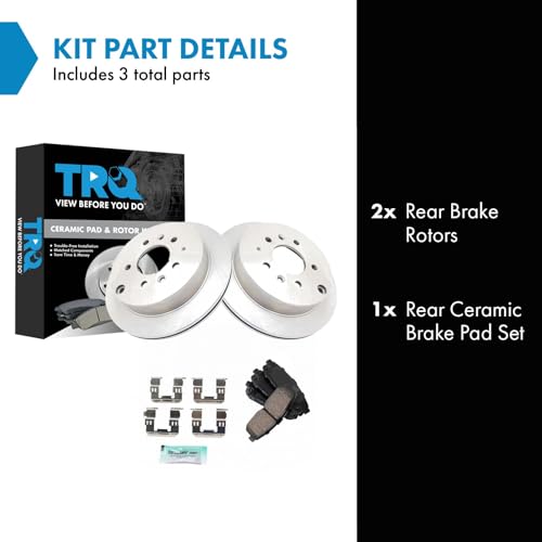 Image of TRQ Rear Brake Pad and Rotor Set Ceramic Compatible with 2004-2006 Mazda MPV