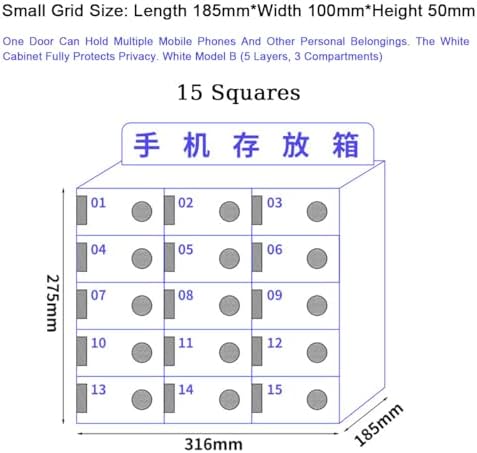 Wall-Mounted Cell Phone Locker Box - Secure Acrylic Mobile Phone Cabinet with Key Lock, 12/15/20/25 Compartments for Home, School & Office Storage