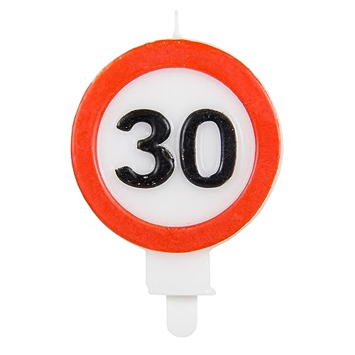 Folat 24252 Velas de Pastel - Vela señal de tráfico 30 cumpleaños Adornos para pasteles para fiestas de cumpleaños, aniversario de Bodas, fiesta de Graduación, baby shower, fiesta de niños
