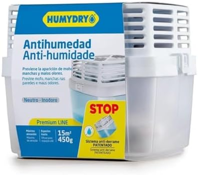 HUMYDRY Premium 450g. Deshumidificador sin enchufe con bolsa anti...