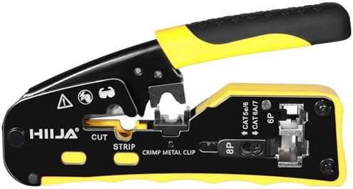RJ45 Crimp Tool Pass Through Ethernet Crimper All-in-one Ratcheting Modular Data Cable Crimper for RJ11/RJ12 Standard, RJ45 Pass Through Connectors
