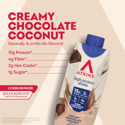 Image of Atkins Creamy Chocolate Coconut Flavored Protein Shake, 12 Count