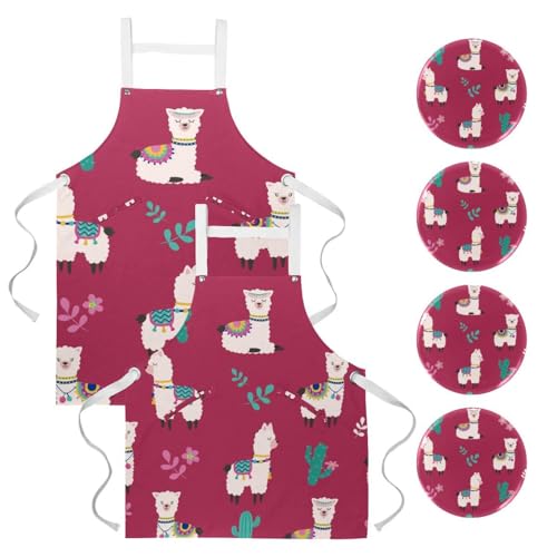 Lot de 2 tabliers de cuisine avec motif animal mignon taille unique multicolore