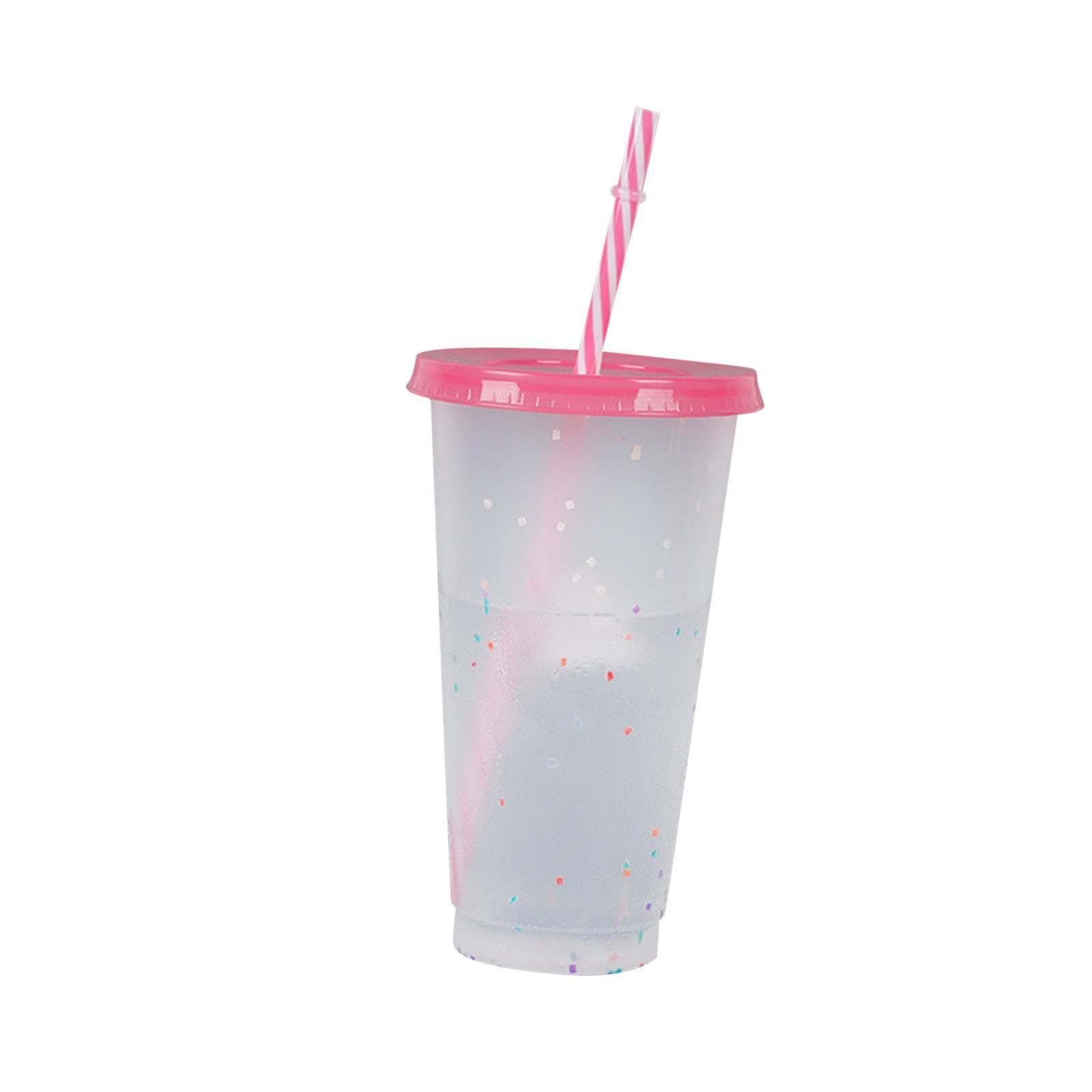 Set di 10 bicchieri che cambiano colore con cannuccia e coperchio per acqua ghiacciata Drinkware Estate