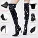 GENSHUO Over the Knee Boots for Women with Heel Suede Thigh High Boots Stretch Sexy Pointed Toe Stiletto Long Boot Shoes Black Size 9
