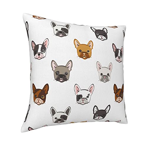 Varun Throw Pillow Covers Cute French Bulldog Square Pillowcases For Home Decor Sofa Car Bedroom Cartoon Animal Heads With Abstract Texture Art Painting Pillow Cases 18X18Inch #TOP1