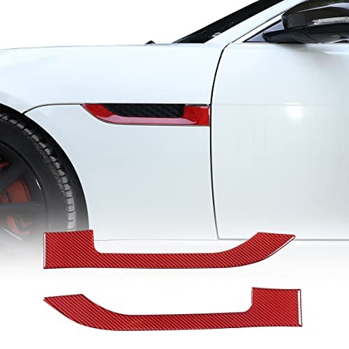 2PCS Side Fender Air Vent Outlet Cover Trim Sticker for Jaguar F-Type 2013-2022 Soft Carbon Fiber Auto Air Flow Bumper Side Vent Decal (Red)