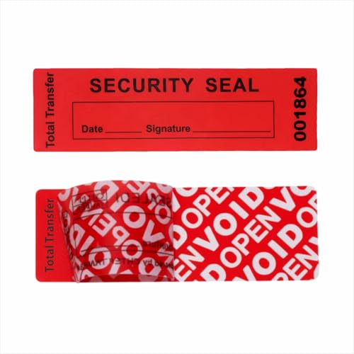 Étiquettes inviolables à triple numéro de série rouge-001864 pour scellé total