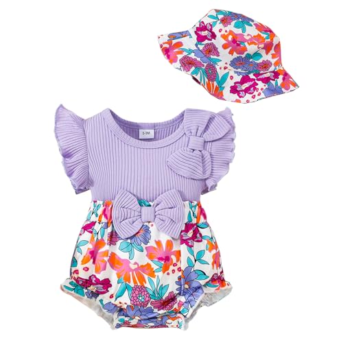 Image of SUNNY PIGGY Baby Girl Clothes Outfits Newborn Infant Girl Ruffle One Piece Romper Hat Headband Summer Fall Winter Jumpsuit