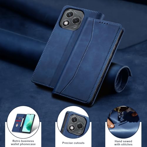 Image of Jasonyu Wallet Case for Honor 400 Lite, Flip PU Leather, Blue